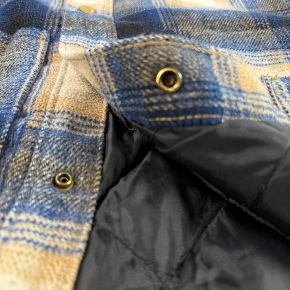 Wrangler Boys Blue Tan Plaid Quilted Lined Western Shirt Jacket Size Medium M159 - Picture 7 of 7